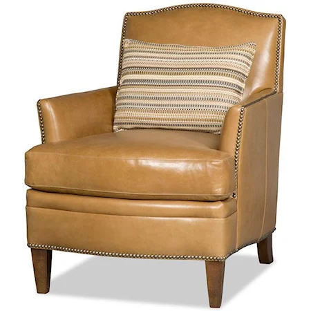 Olive Camelback Chair with Nailhead Stud Border